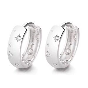 Elegant 925 Pure Silver Hoop Earrings